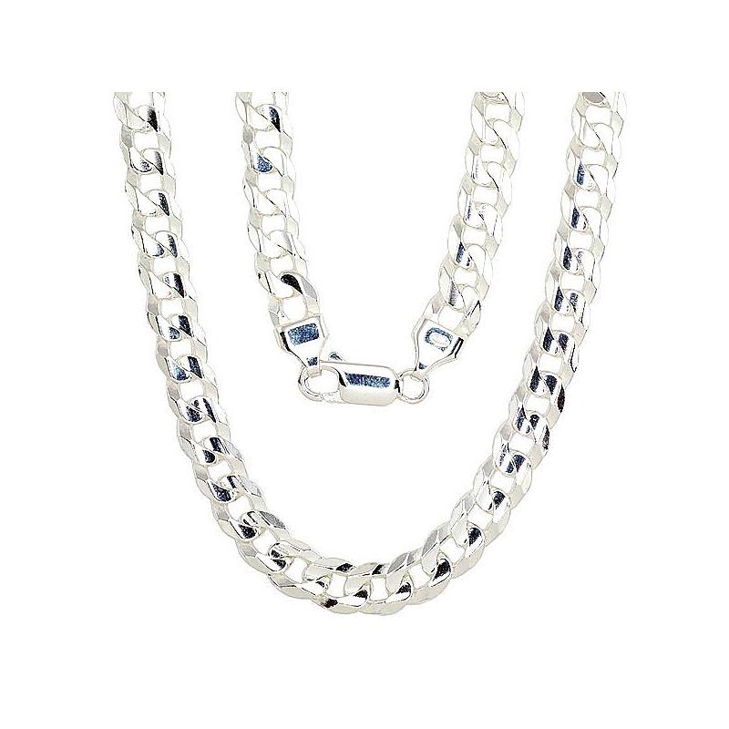 Silver chain Curb 6.9 mm, diamond cut, Silver 925°