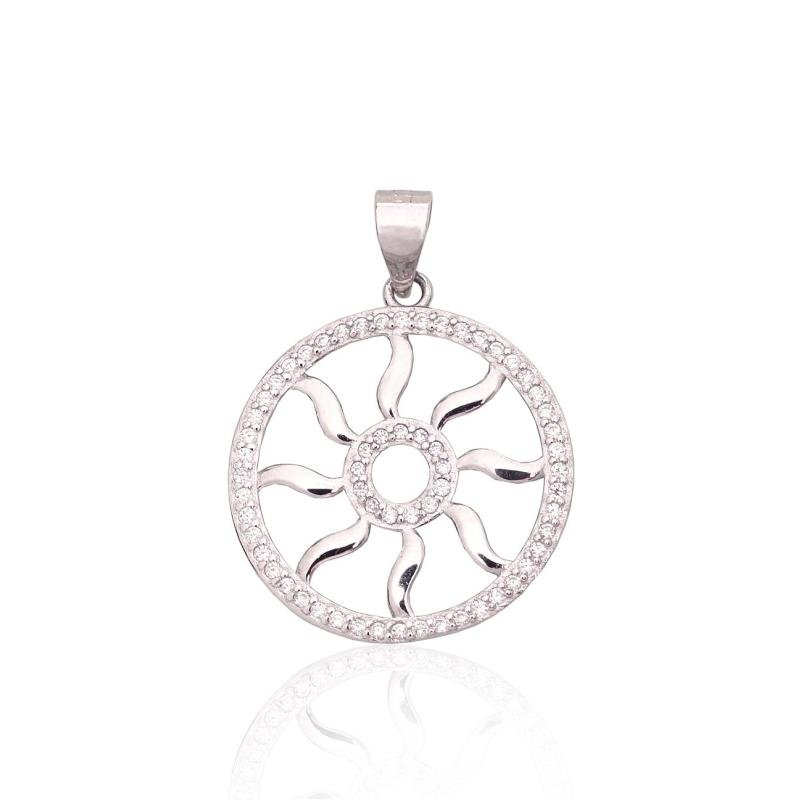 Silver pendant, Silver 925°, Rhodium (Plating), Zirkons