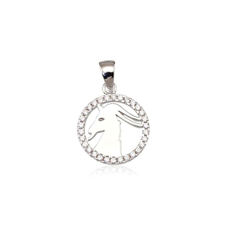 Silver pendant, Silver 925°, Rhodium (Plating), Zirkons