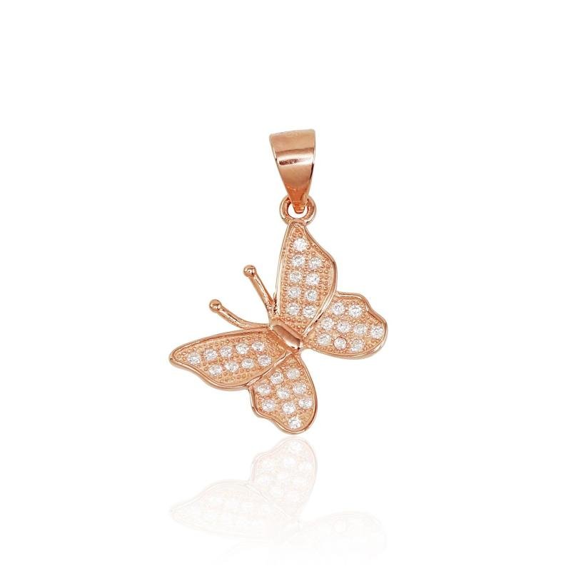 Silver pendant, Silver 925°, red gold (Plating), Zirkons
