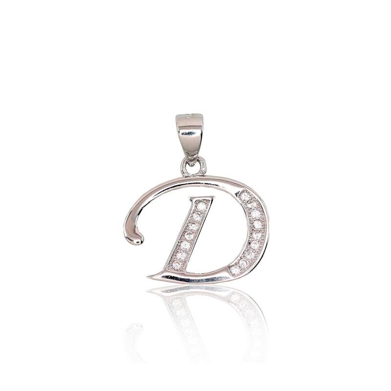 Silver pendant, Silver 925°, Rhodium (Plating), Zirkons