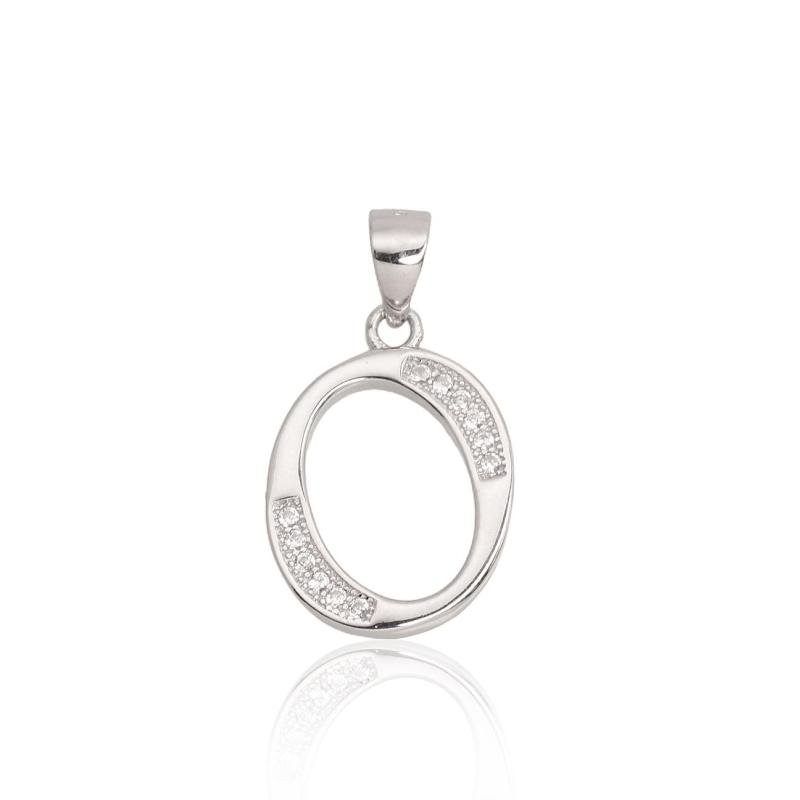Silver pendant, Silver 925°, Rhodium (Plating), Zirkons