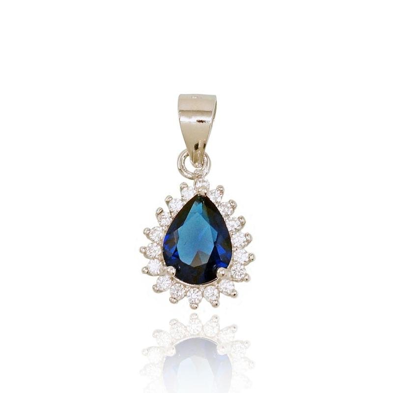 Silver pendant, Silver 925°, Rhodium (Plating), Zirkons