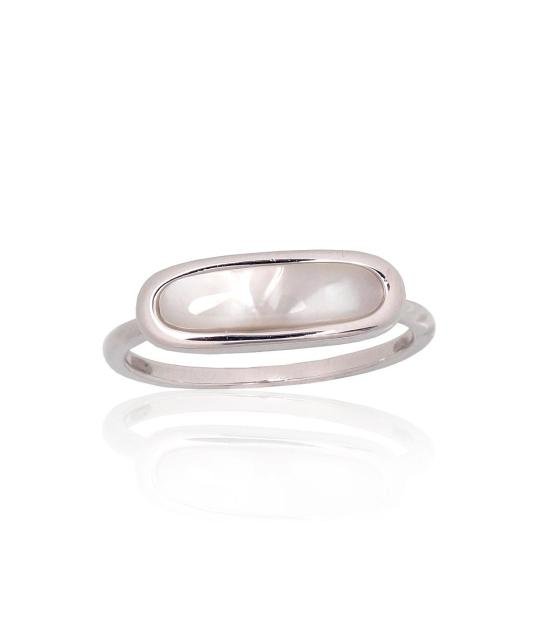 Silver ring, Silver 925°, Rhodium (Plating), Mother-of-pearl
