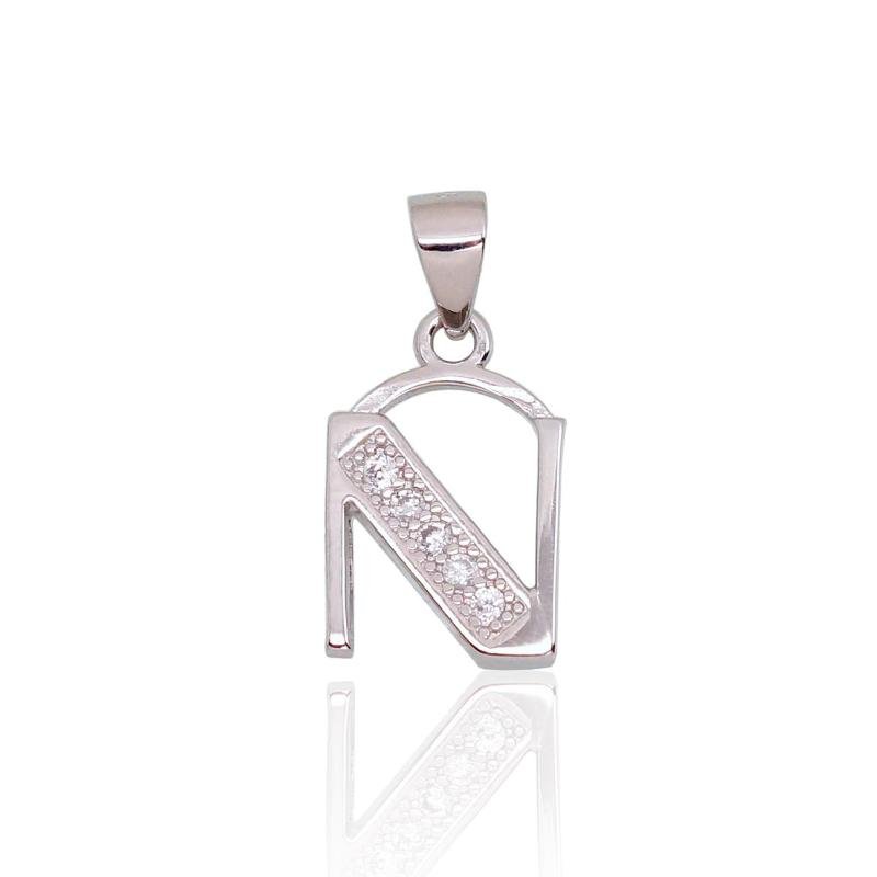 Silver pendant, Silver 925°, Rhodium (Plating), Zirkons