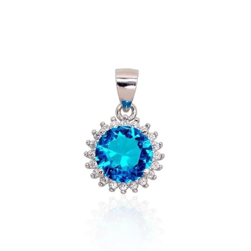 Silver pendant, Silver 925°, Rhodium (Plating), Zirkons