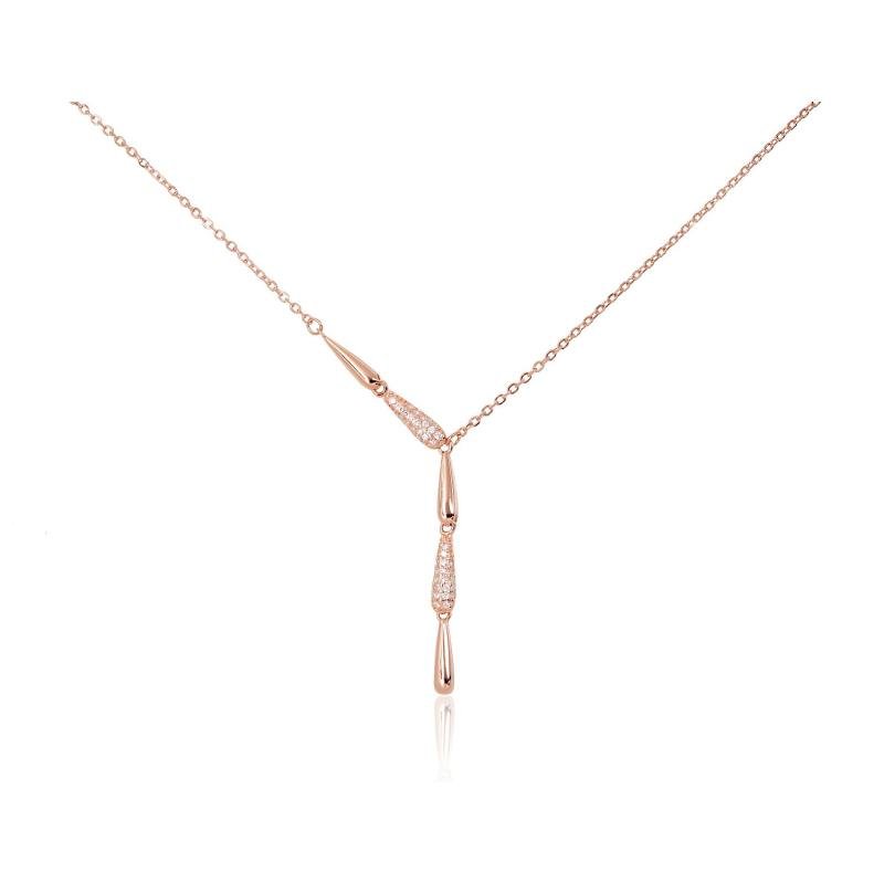Silver necklace, Silver 925°, red gold (Plating), Zirkons