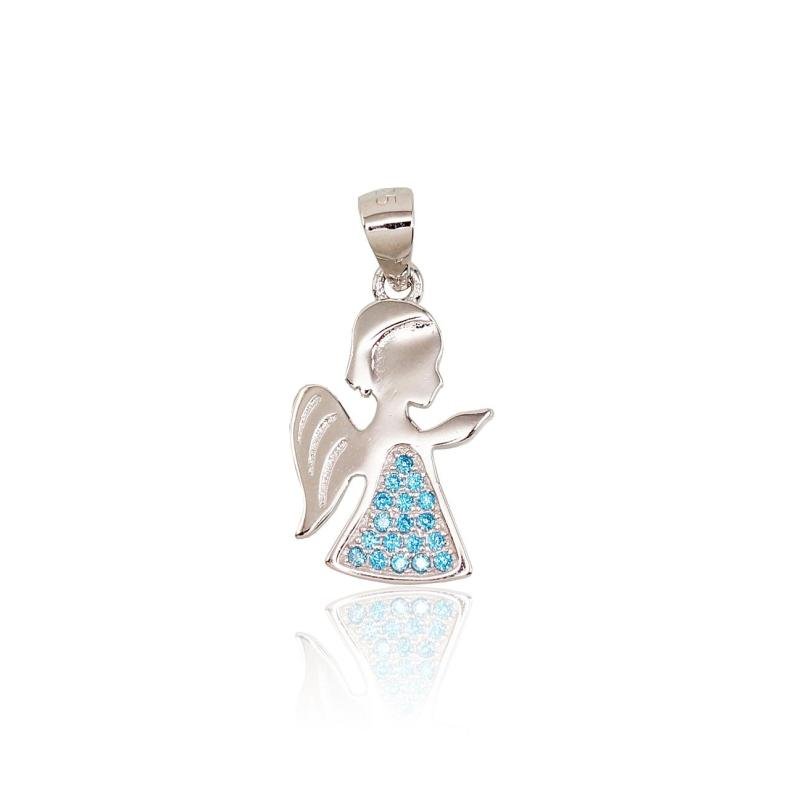 Silver pendant, Silver 925°, Rhodium (Plating), Zirkons