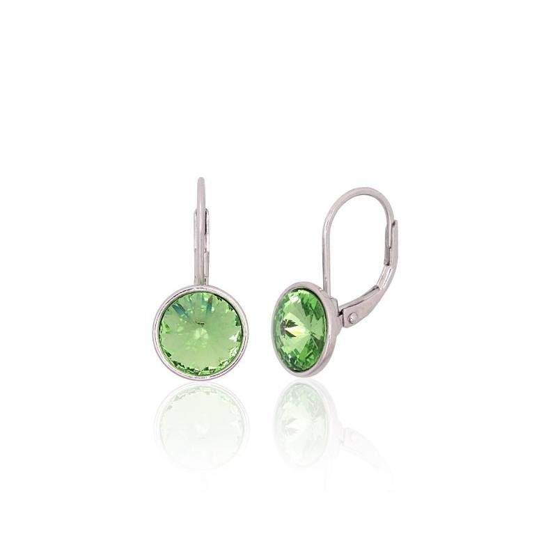 Silver earrings with 'english' lock, Silver 925°, Rhodium (Plating), Crystals
