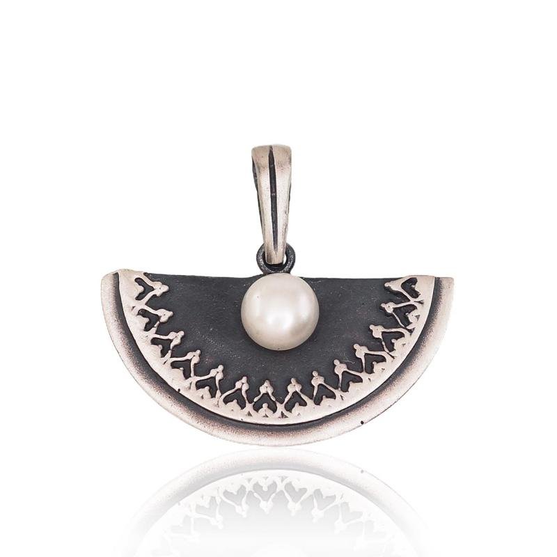 Silver pendant, Silver 925°, oxide (Plating), Fresh-water Pearl