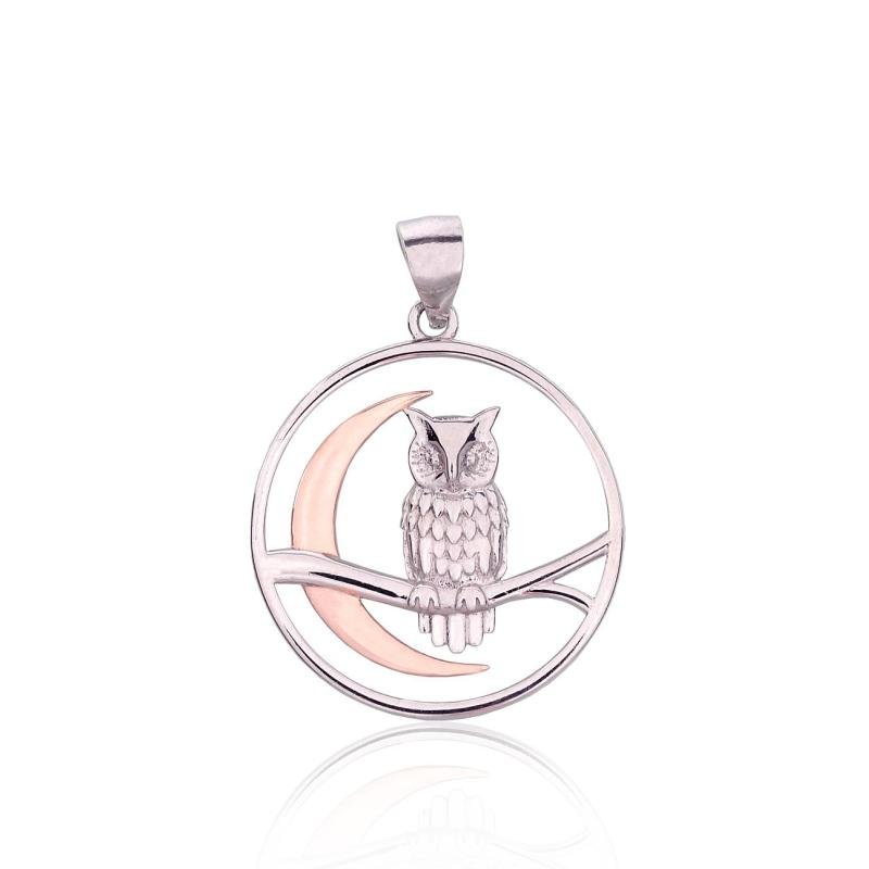 Silver pendant, Silver 925°, red gold (Plating)/, Rhodium (Plating)