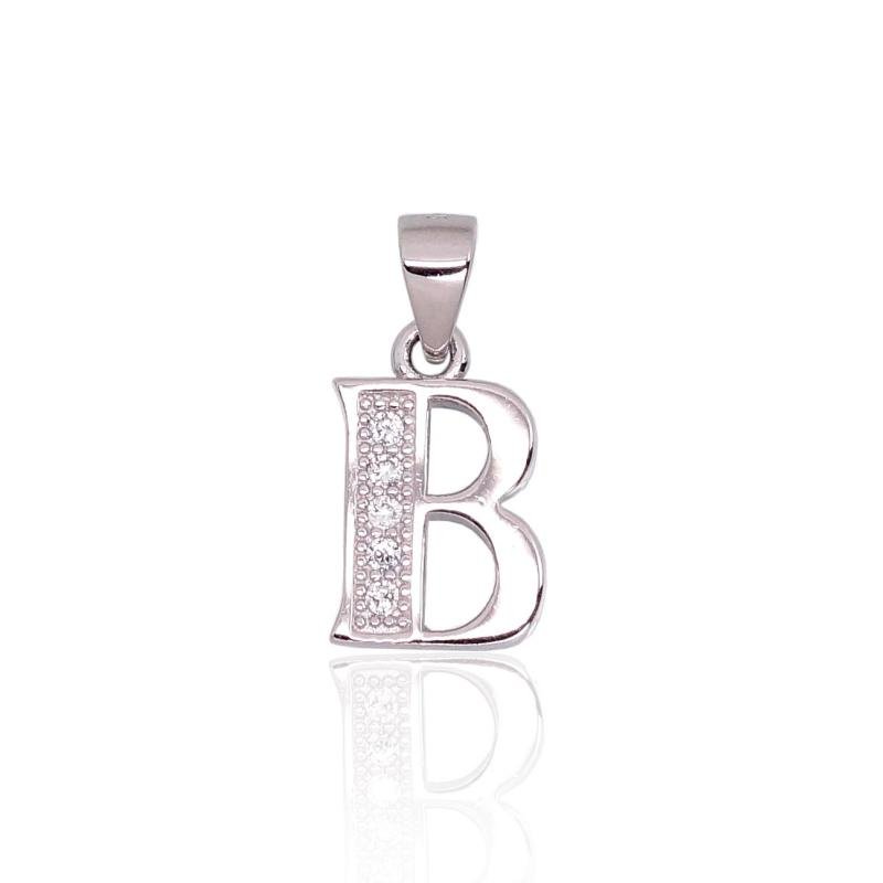 Silver pendant, Silver 925°, Rhodium (Plating), Zirkons