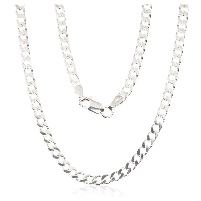 Silver chain Curb 3.5 mm, diamond cut, Silver 925°