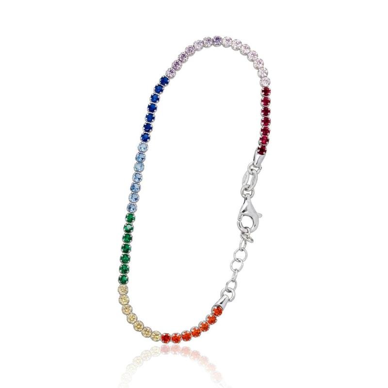 Silver bracelet, Silver 925°, Rhodium (Plating), Zirkons