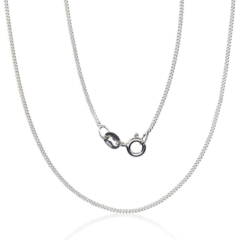 Silver chain Curb 1 mm, diamond cut, Silver 925°, Rhodium (Plating)