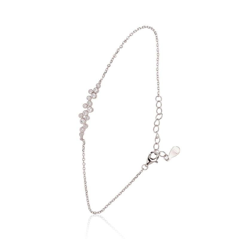 Серебряный браслет, Серебро 925°, родий (покрытие), Цирконы