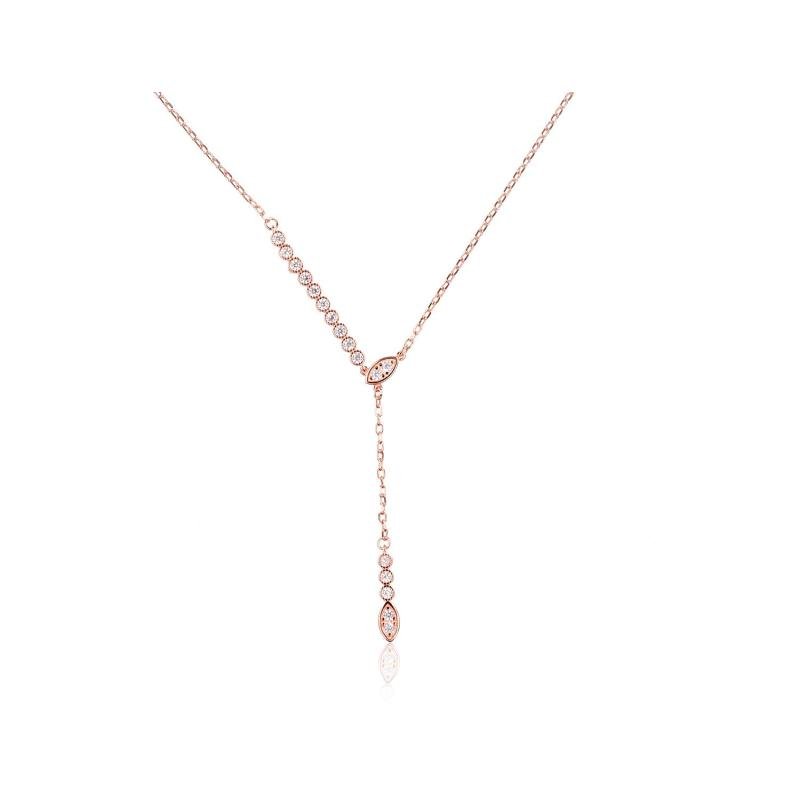 Серебряное колье, Серебро 925°, красное золото (покрытие), Цирконы