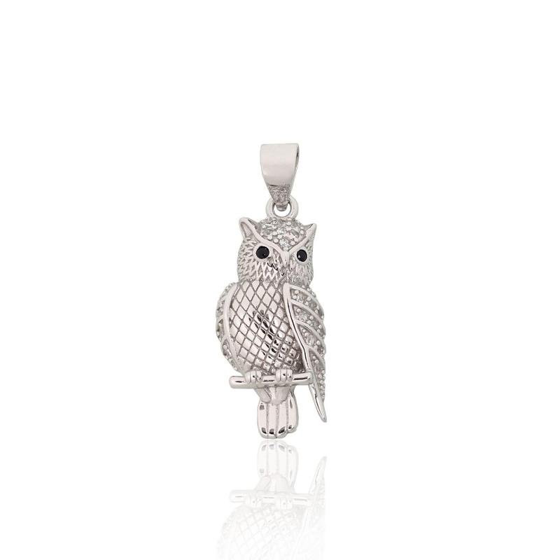 Silver pendant, Silver 925°, Rhodium (Plating), Zirkons