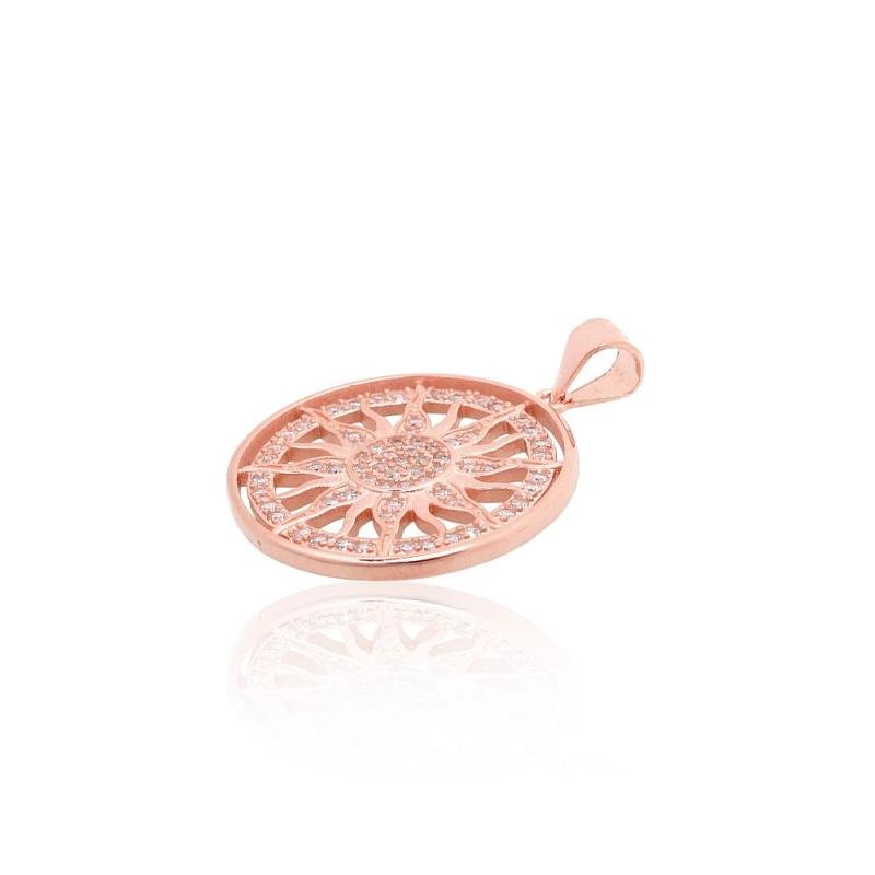 Silver pendant, Silver 925°, red gold (Plating), Zirkons