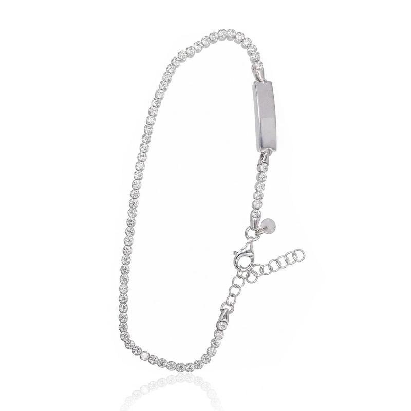 Серебряный браслет, Серебро 925°, родий (покрытие), Цирконы
