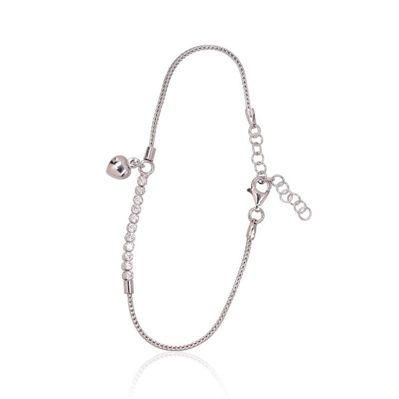 Серебряный браслет, Серебро 925°, родий (покрытие), Цирконы