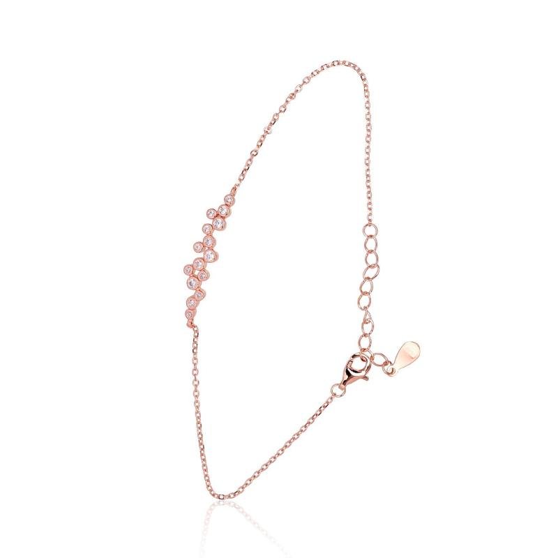 Серебряный браслет, Серебро 925°, красное золото (покрытие), Цирконы