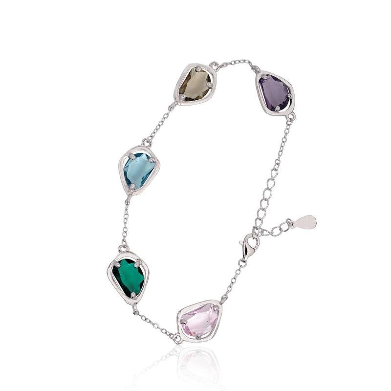 Silver bracelet, Silver 925°, Rhodium (Plating), Zirkons