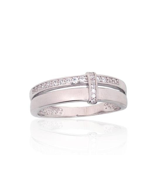 Silver ring, Silver 925°, Rhodium (Plating), Zirkons