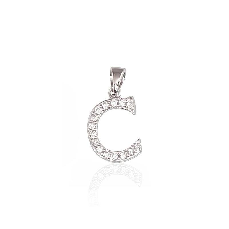 Silver pendant, Silver 925°, Rhodium (Plating), Zirkons
