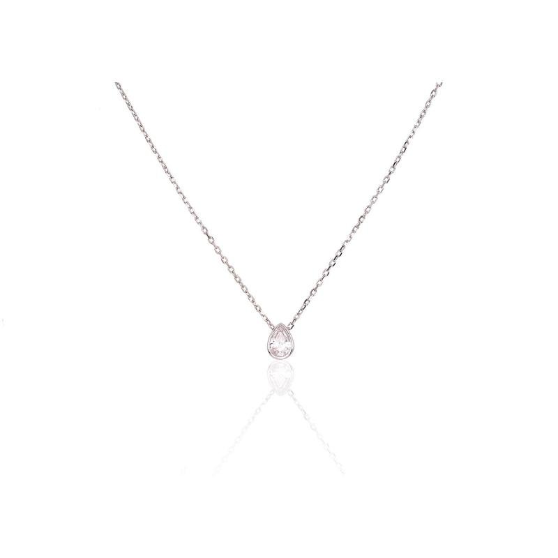 Серебряное колье, Серебро 925°, родий (покрытие), Цирконы