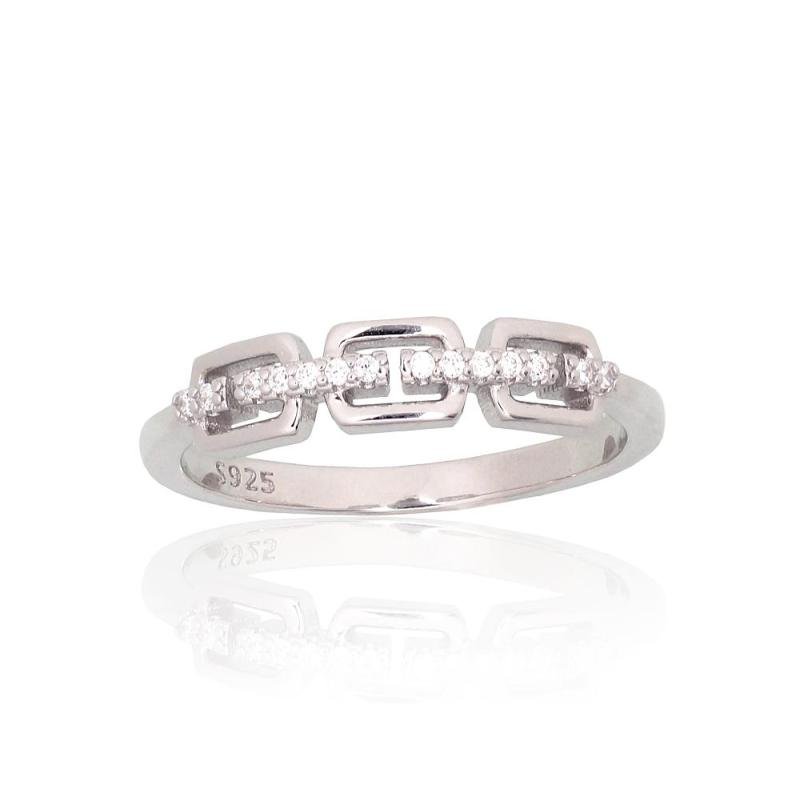 Silver ring, Silver 925°, Rhodium (Plating), Zirkons