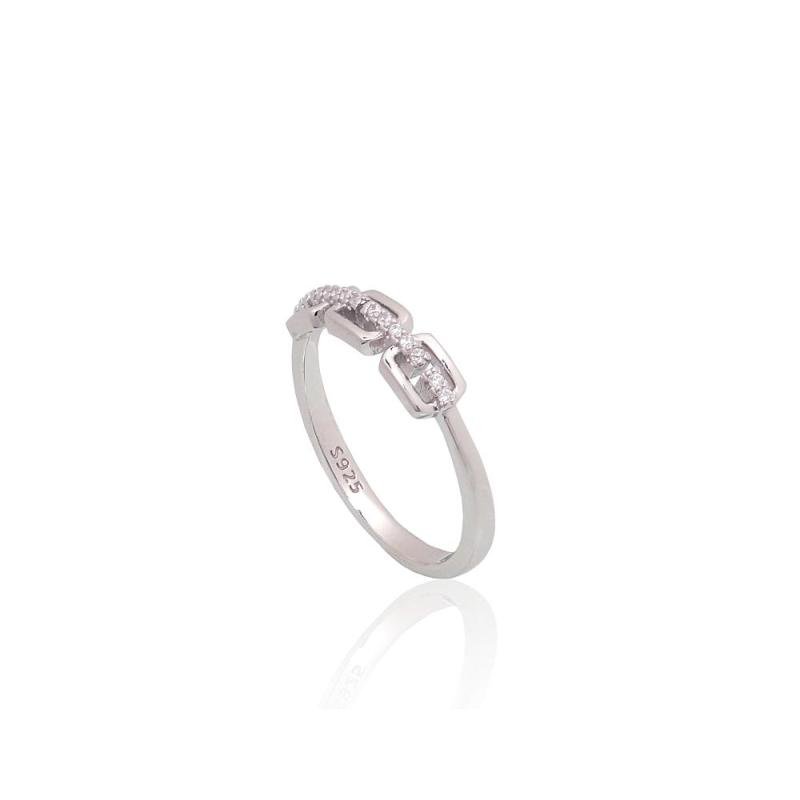 Silver ring, Silver 925°, Rhodium (Plating), Zirkons