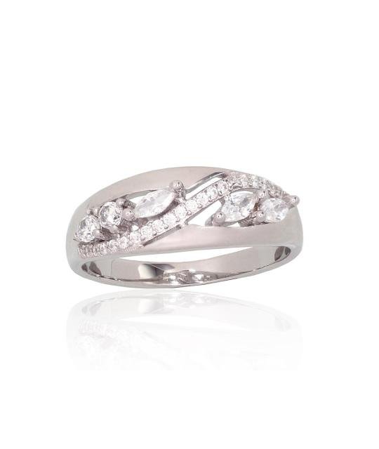 Silver ring, Silver 925°, Rhodium (Plating), Zirkons