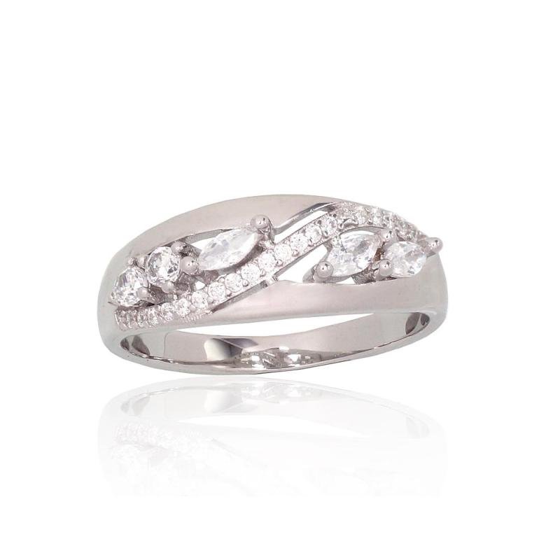 Silver ring, Silver 925°, Rhodium (Plating), Zirkons