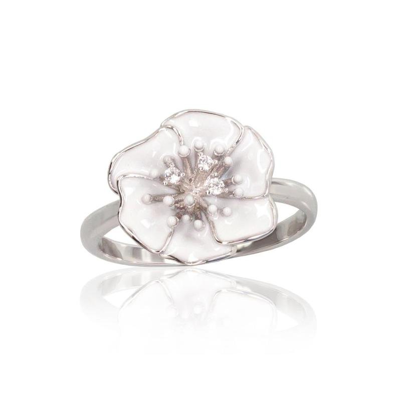Silver ring, Silver 925°, Rhodium (Plating), Zirkons, Jewelery enamel