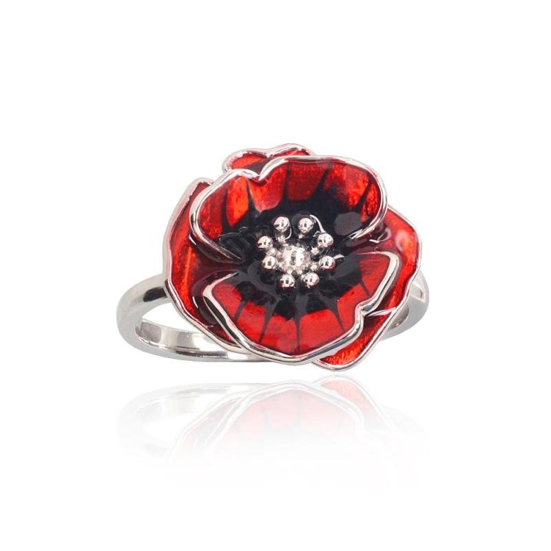 Silver ring, Silver 925°, Rhodium (Plating), Jewelery enamel