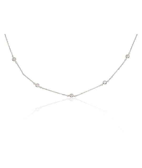 Silver necklace, Silver 925°, Rhodium (Plating), Zirkons