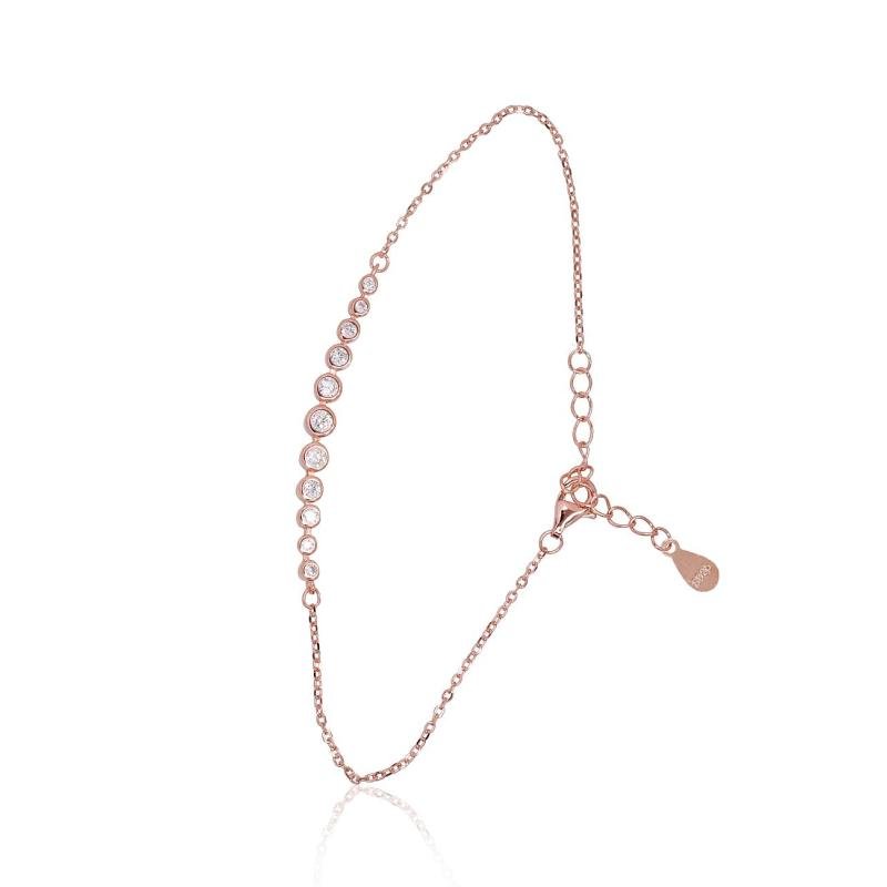 Silver bracelet, Silver 925°, red gold (Plating), Zirkons