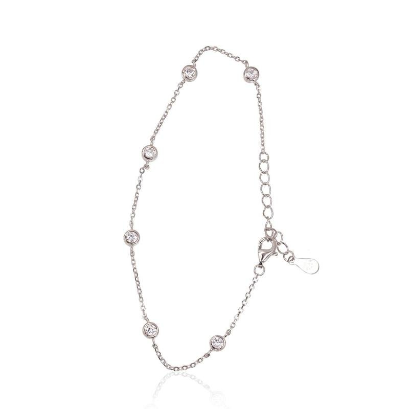 Silver bracelet, Silver 925°, Rhodium (Plating), Zirkons