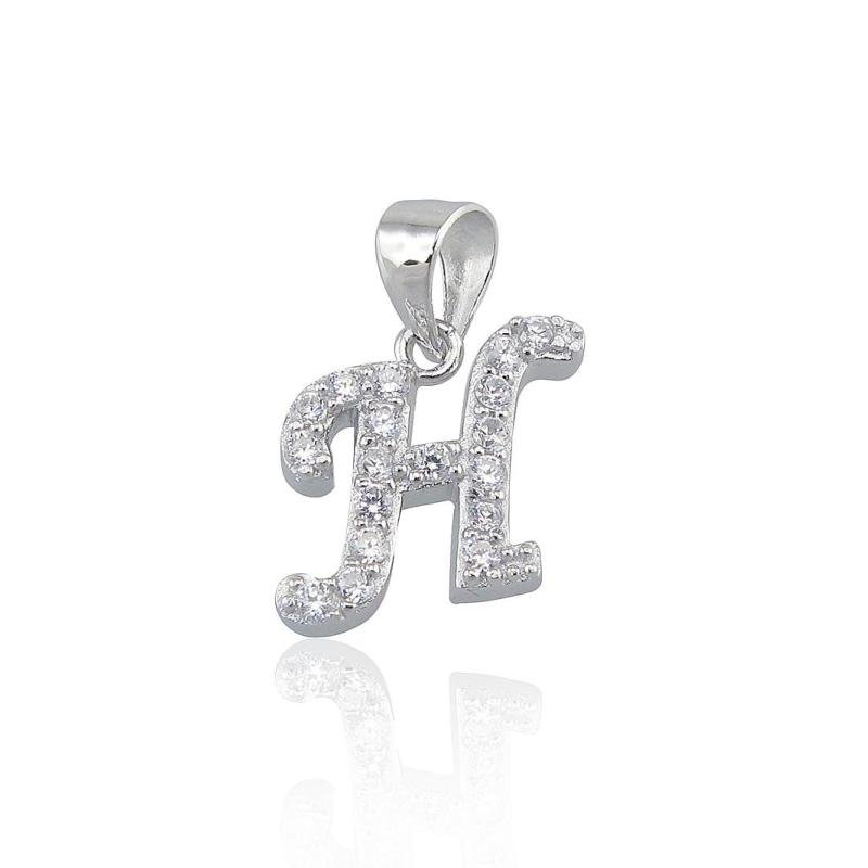 Silver pendant, Silver 925°, Rhodium (Plating), Zirkons