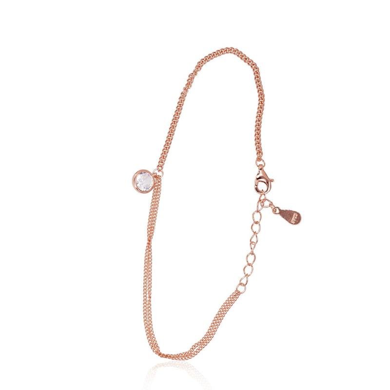 Серебряный браслет, Серебро 925°, красное золото (покрытие), Цирконы