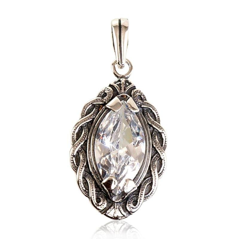 Silver pendant, Silver 925°, oxide (Plating), Zirkons