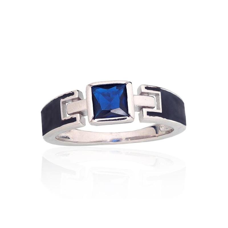 Silver ring, Silver 925°, Rhodium (Plating), Zirkons, Jewelery enamel