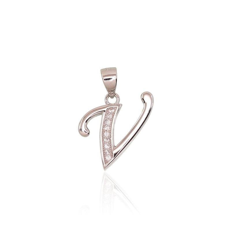 Silver pendant, Silver 925°, Rhodium (Plating), Zirkons