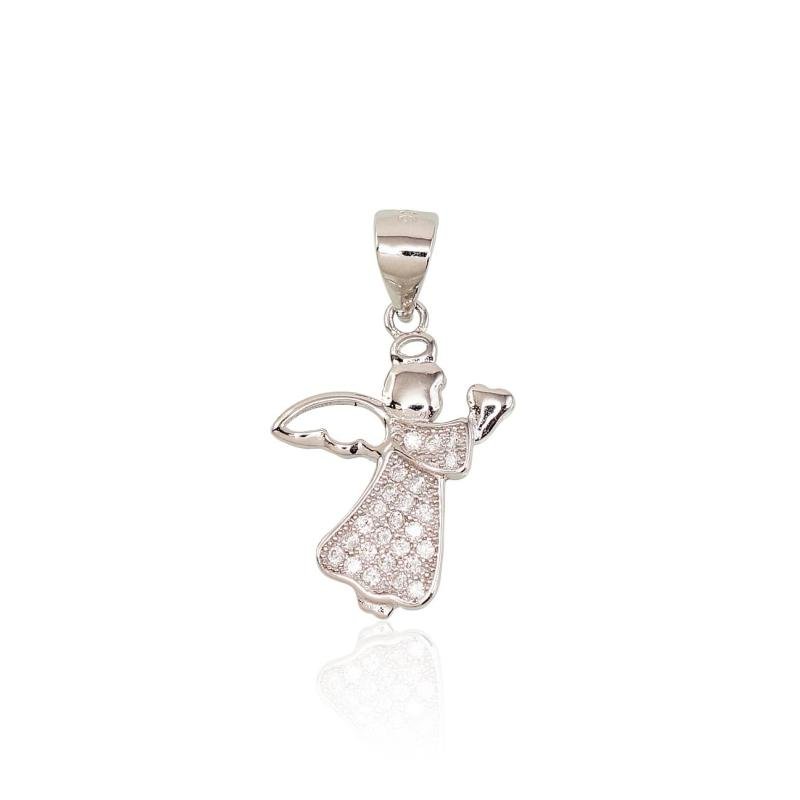 Silver pendant, Silver 925°, Rhodium (Plating), Zirkons