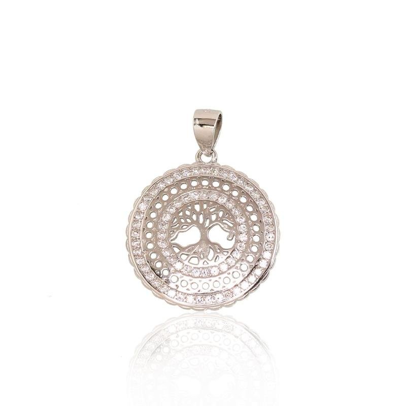 Silver pendant, Silver 925°, Rhodium (Plating), Zirkons