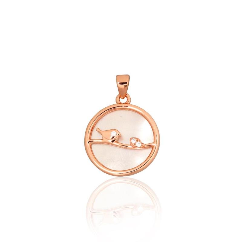 Silver pendant, Silver 925°, red gold (Plating), Zirkons, Mother-of-pearl