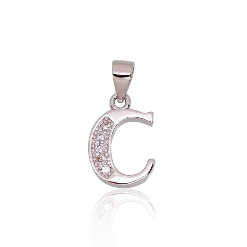 Silver pendant, Silver 925°, Rhodium (Plating), Zirkons