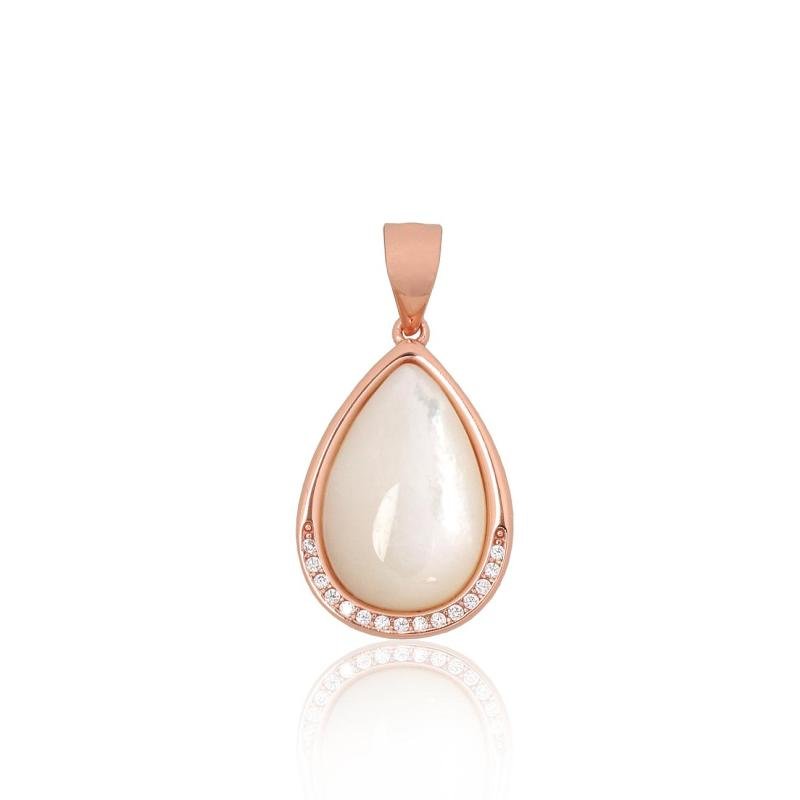 Silver pendant, Silver 925°, red gold (Plating), Zirkons, Mother-of-pearl