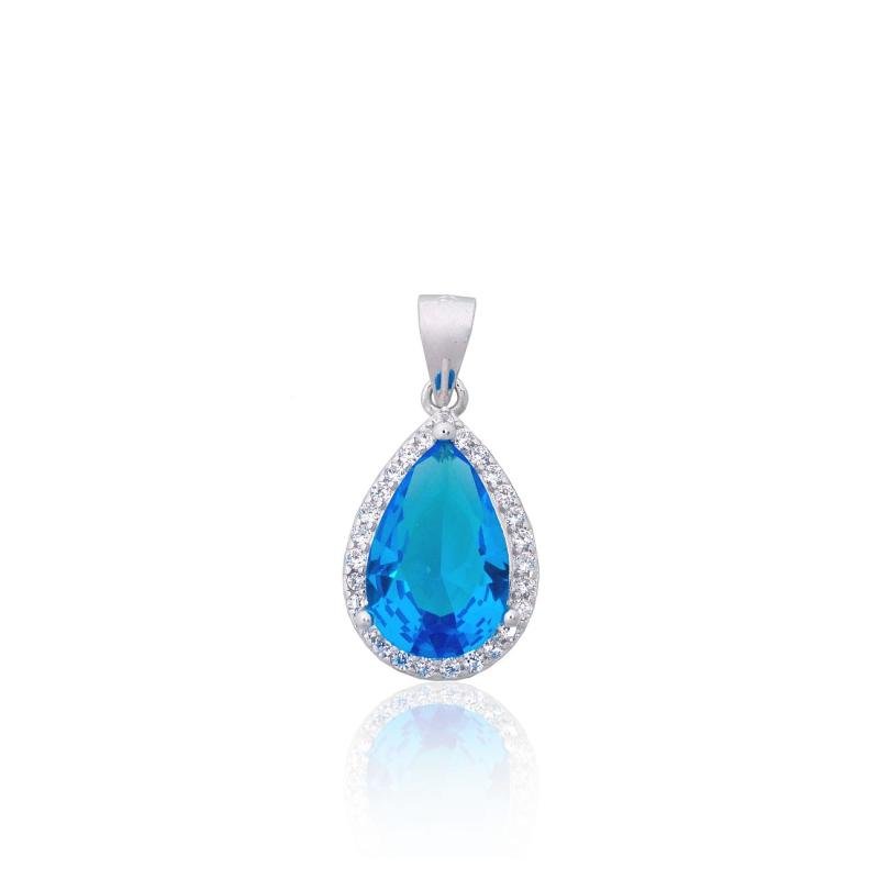 Silver pendant, Silver 925°, Rhodium (Plating), Zirkons